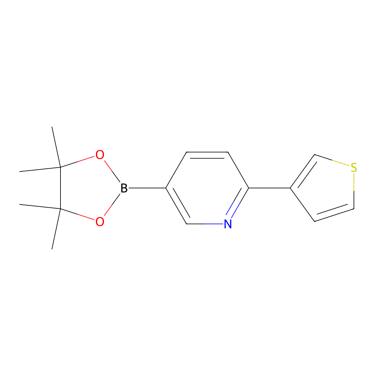 6-(3-Thienyl)pyridine-3-boronic acid pinacol ester molecular structure, CAS 1402240-67-8
