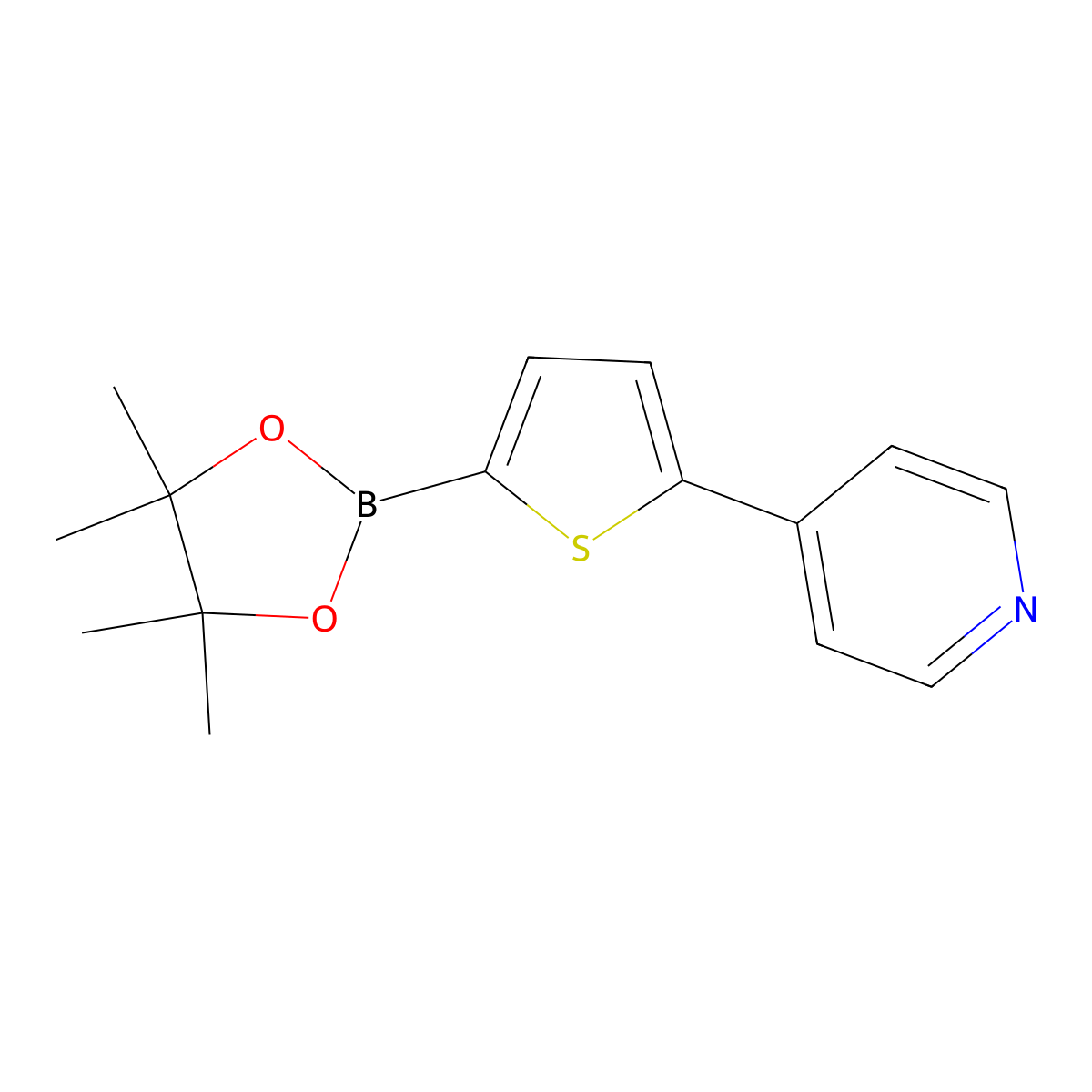 4-(5-(4,4,5,5-Tetramethyl-1,3,2-dioxaborolan-2-yl)thiophen-2-yl)pyridine molecular structure, CAS 1402240-70-3