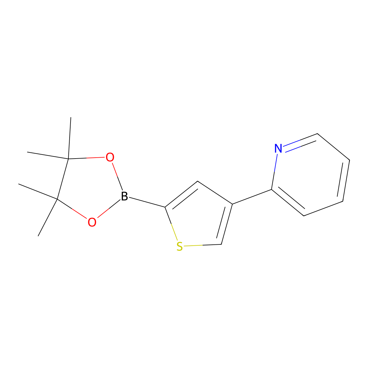 2-(5-(4,4,5,5-Tetramethyl-1,3,2-dioxaborolan-2-yl)thiophen-3-yl)pyridine molecular structure, CAS 1402240-74-7