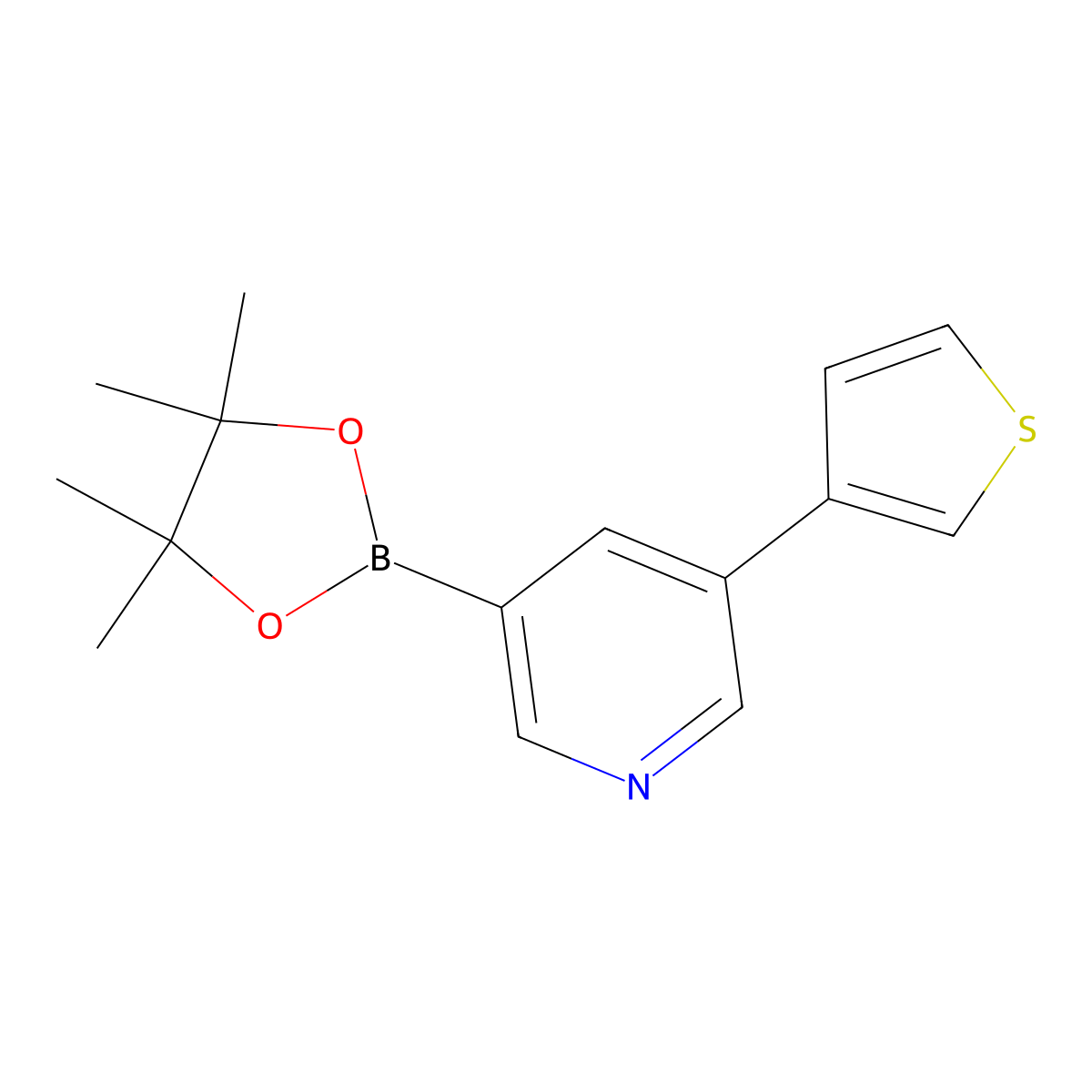 5-(3-Thienyl)pyridine-3-boronic acid pinacol ester molecular structure, CAS 1402240-75-8