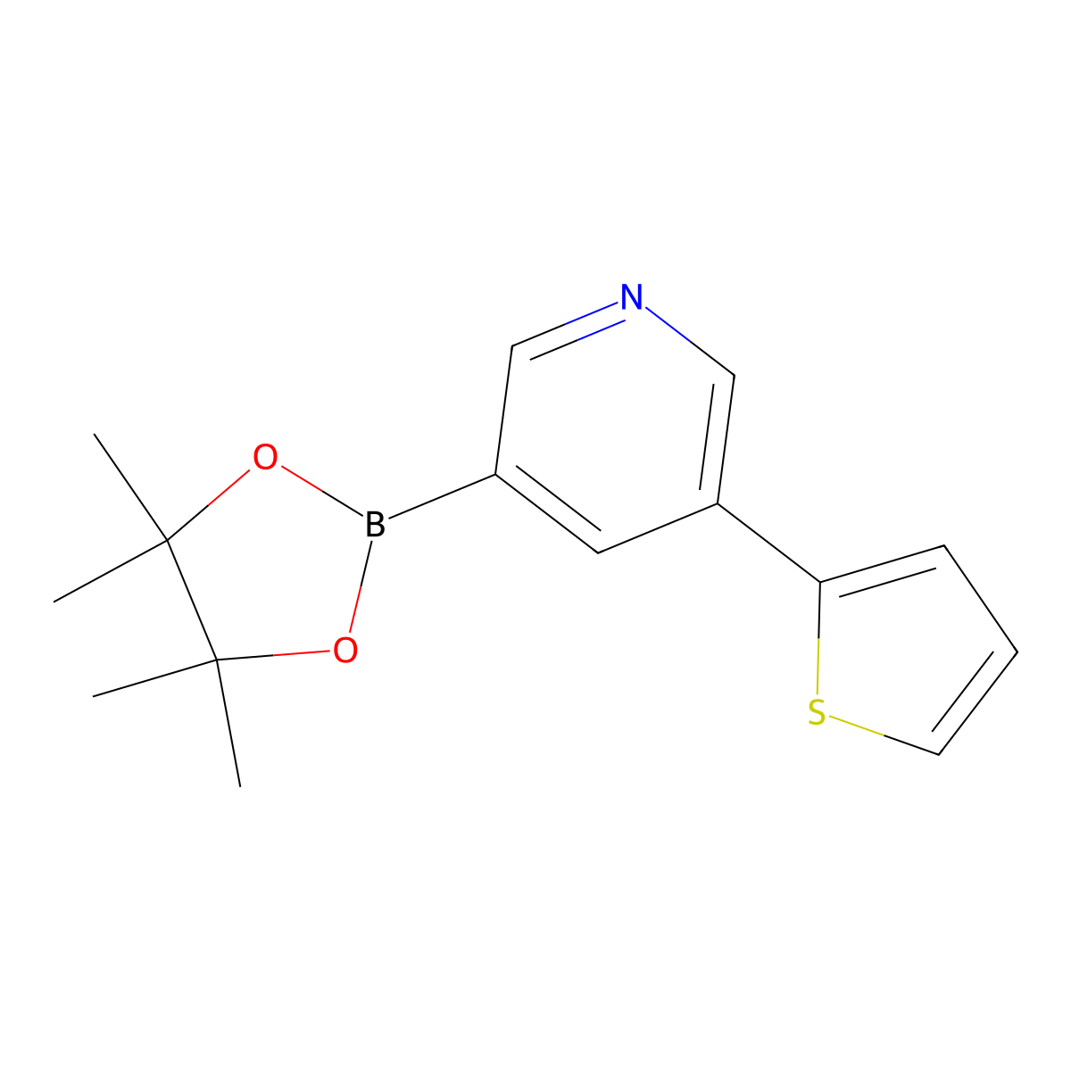 5-(2-Thienyl)pyridine-3-boronic acid pinacol ester molecular structure, CAS 1402240-76-9