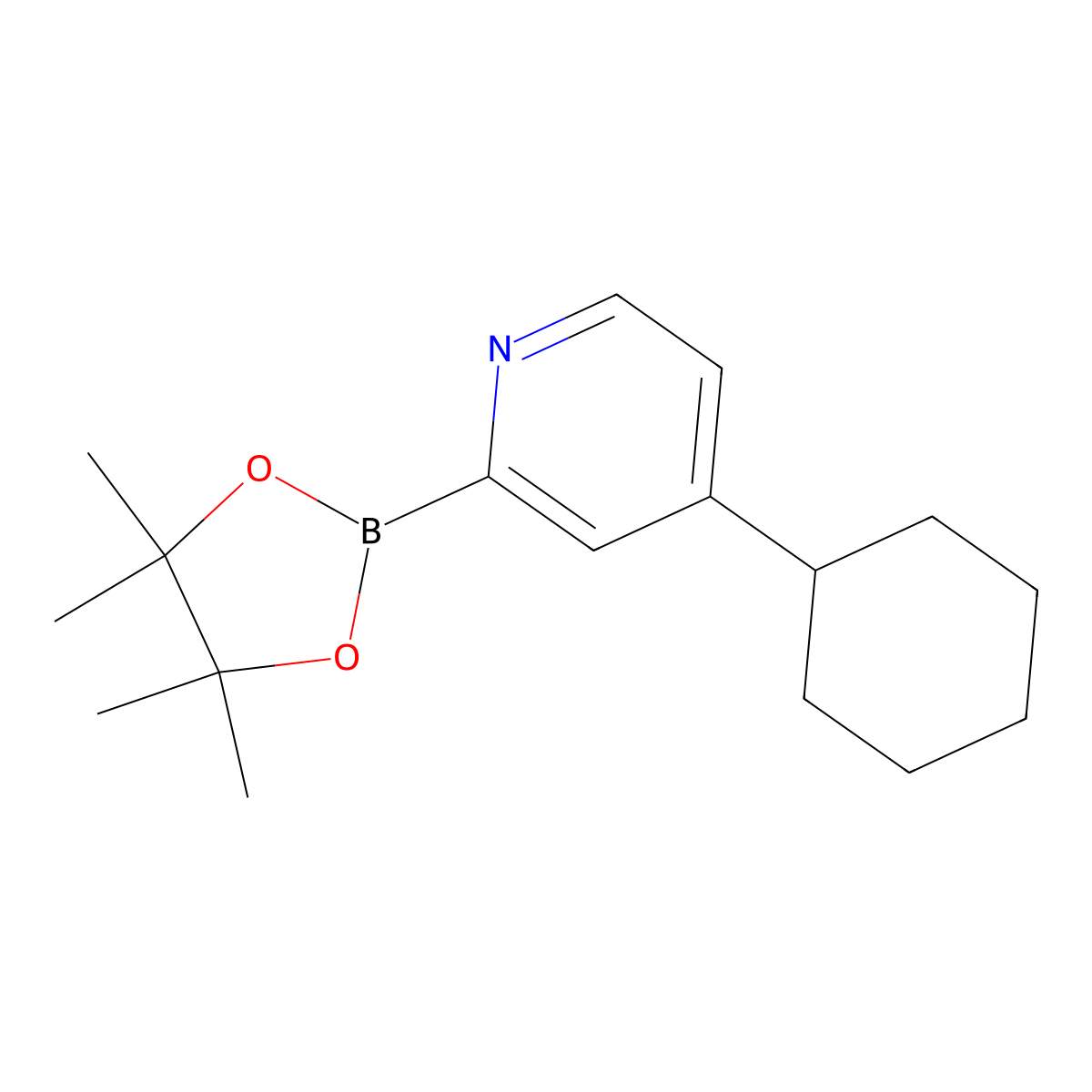 4-(Cyclohexyl)pyridine-2-boronic acid pinacol ester molecular structure, CAS 1402240-77-0