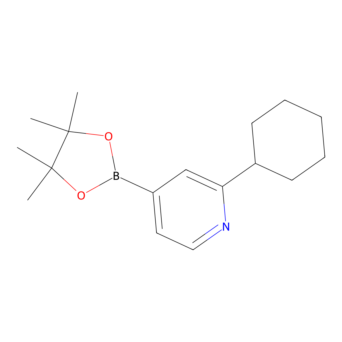 2-Cyclohexyl-4-(4,4,5,5-tetramethyl-1,3,2-dioxaborolan-2-YL)pyridine molecular structure, CAS 1402240-80-5