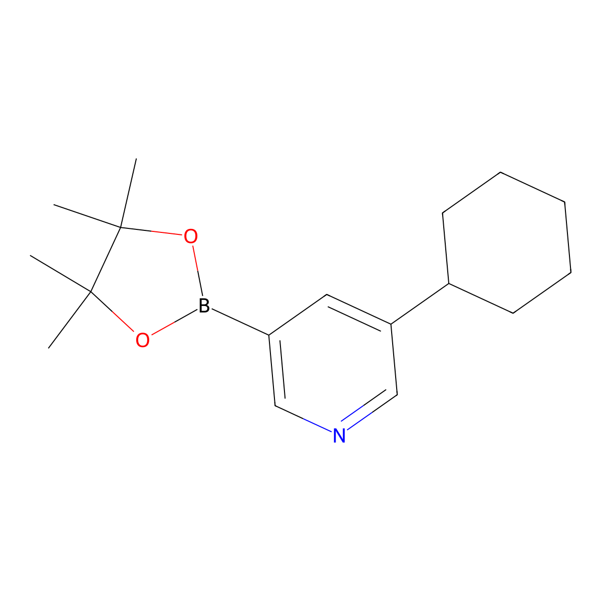3-Cyclohexyl-5-(4,4,5,5-tetramethyl-1,3,2-dioxaborolan-2-YL)pyridine molecular structure, CAS 1402240-82-7