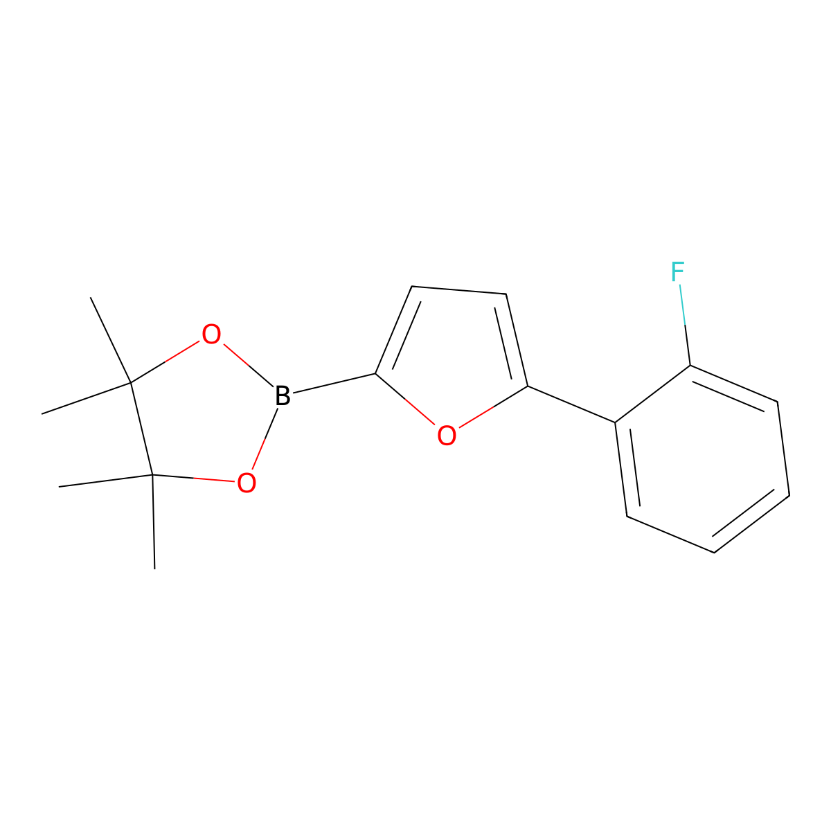 5-(2-Fluorophenyl)furan-2-boronic acid pinacol ester molecular structure, CAS 1402240-86-1