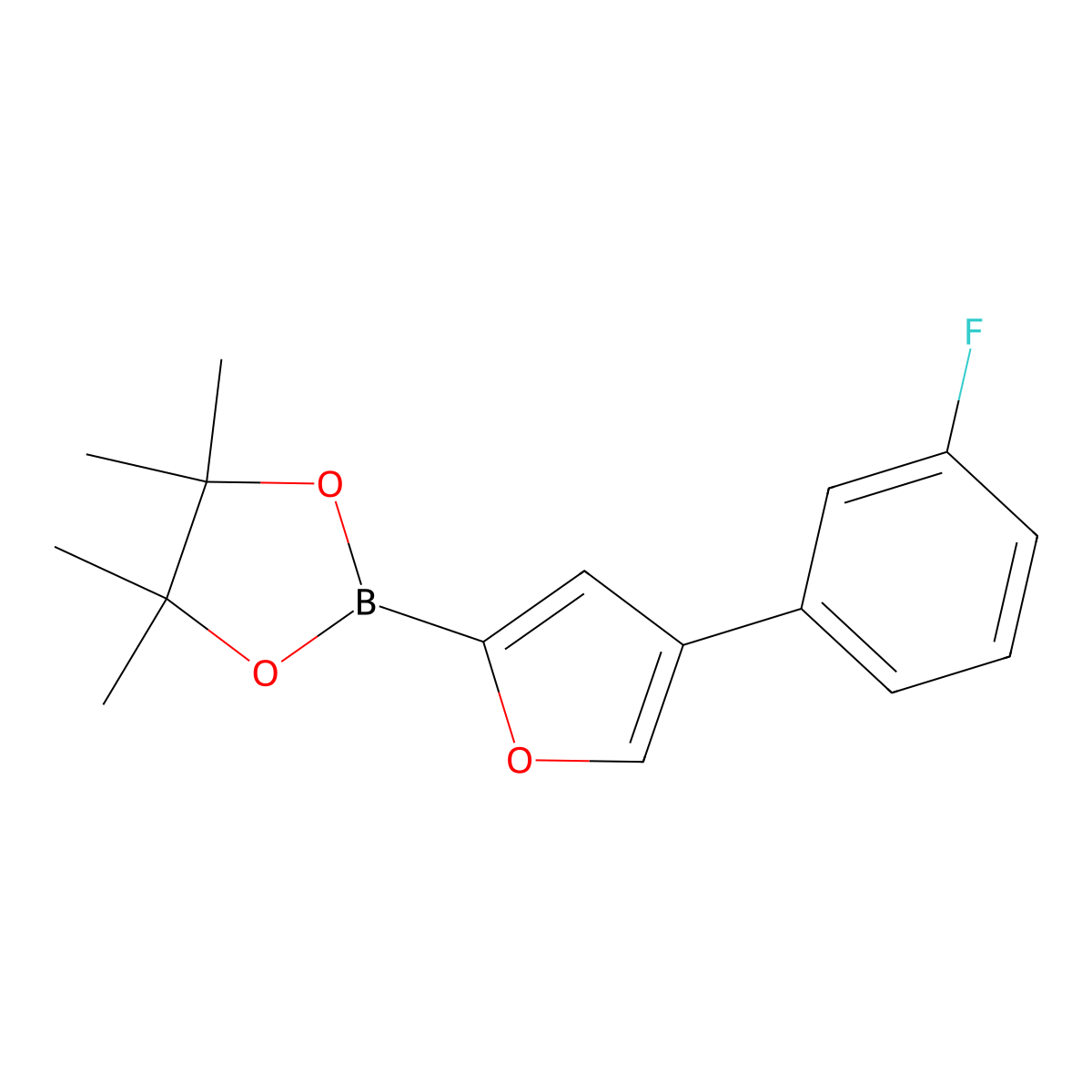 4-(3-Fluorophenyl)furan-2-boronic acid pinacol ester molecular structure, CAS 1402240-87-2