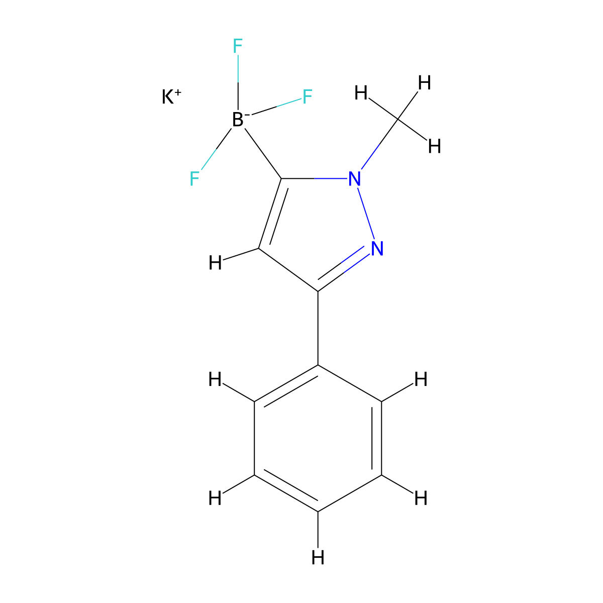 potassium trifluoro(1-methyl-3-phenyl-1H-pyrazol-5-yl)boranuide molecular structure, CAS 1402242-69-6
