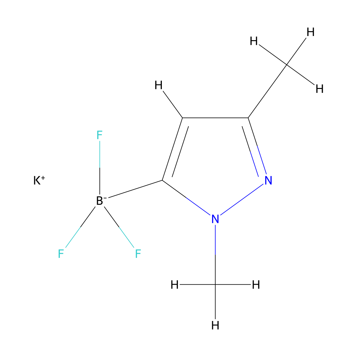 potassium (1,3-dimethyl-1H-pyrazol-5-yl)trifluoroboranuide molecular structure, CAS 1402242-75-4
