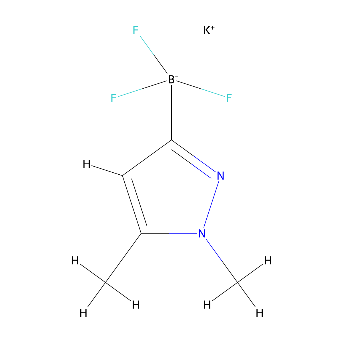 potassium (1,5-dimethyl-1H-pyrazol-3-yl)trifluoroboranuide molecular structure, CAS 1402242-76-5