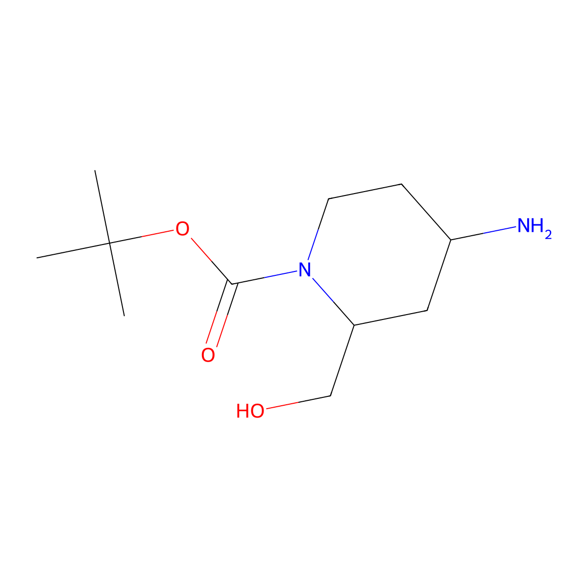 Tert-butyl 4-amino-2-(hydroxymethyl)piperidine-1-carboxylate molecular structure, CAS 1402249-04-0