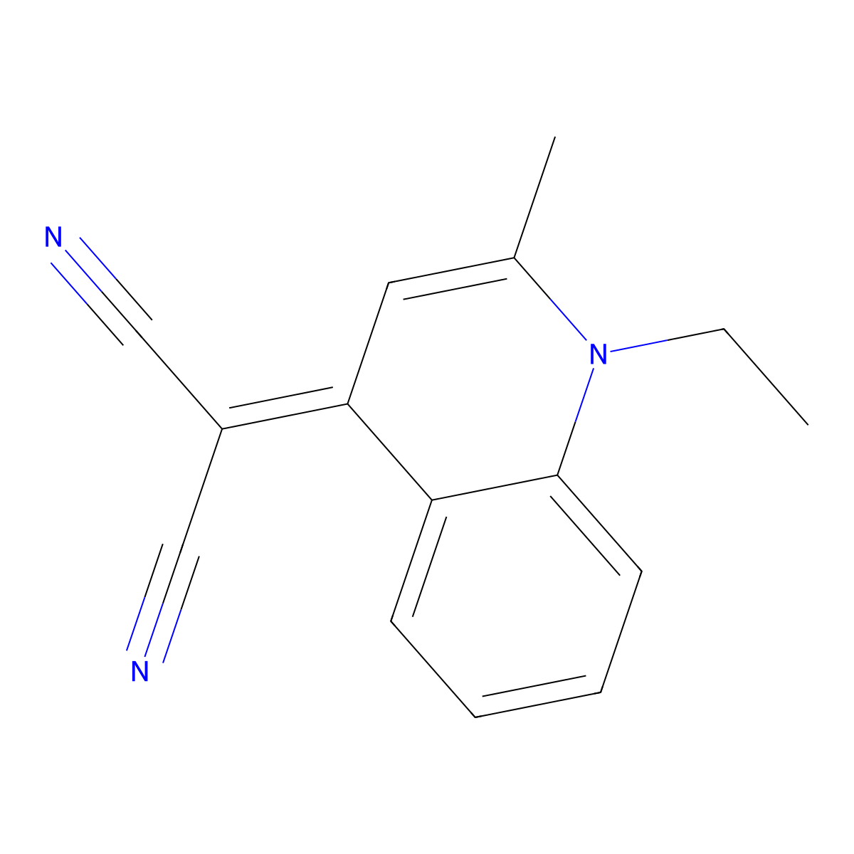 2-(1-ethyl-2-methylquinolin-4(1H)-ylidene)malononitrile molecular structure, CAS 1402299-58-4