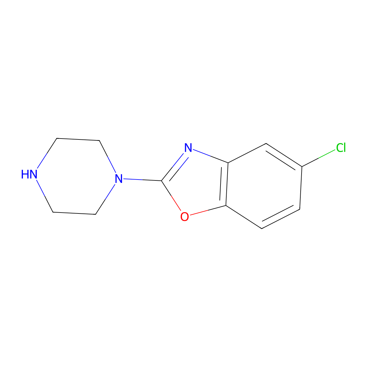 5-Chloro-2-piperazin-1-yl-1,3-benzoxazole molecular structure, CAS 140233-44-9