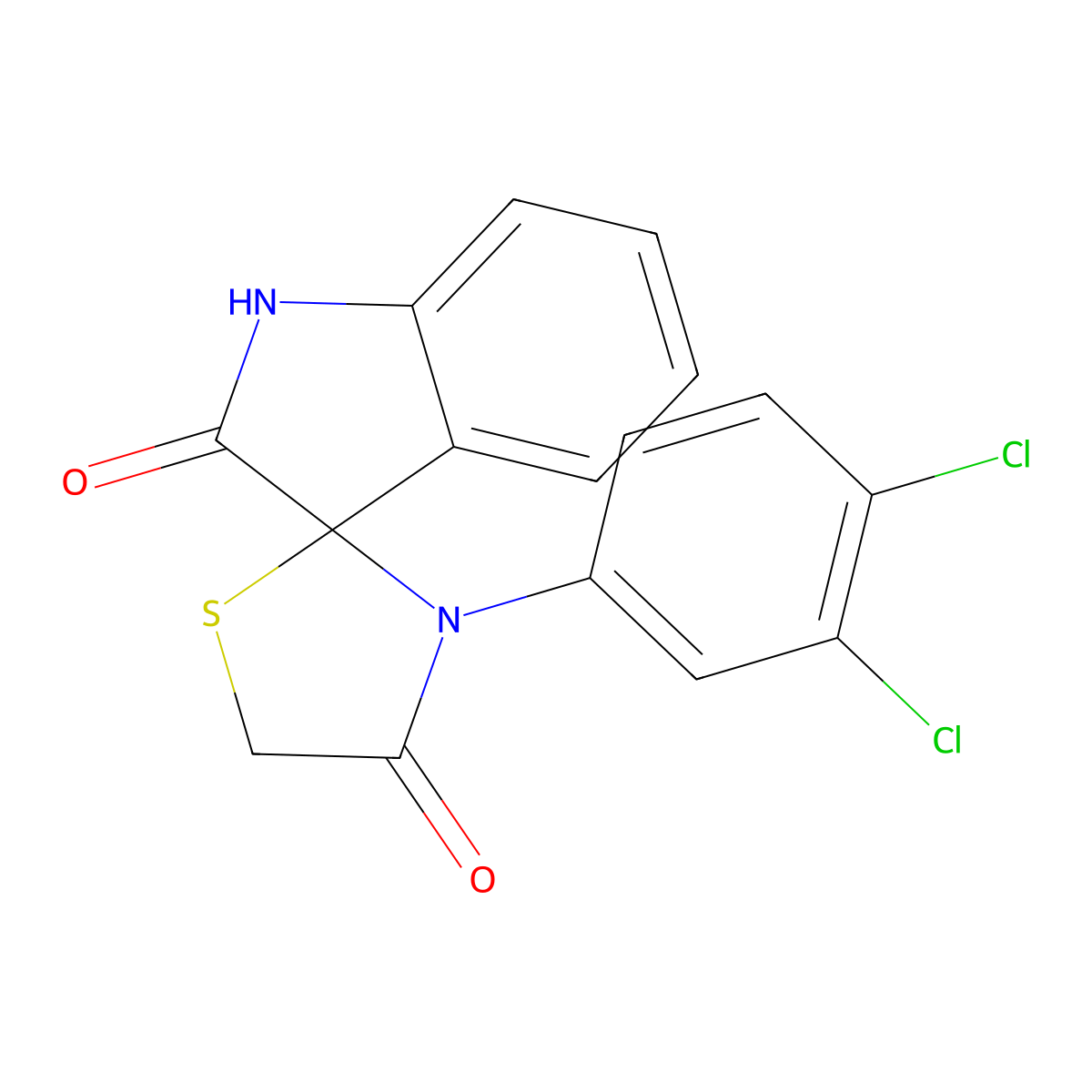 3'-(3,4-Dichlorophenyl)-1,2-dihydrospiro[indole-3,2'-[1,3]thiazolidine]-2,4'-dione molecular structure, CAS 140234-12-4