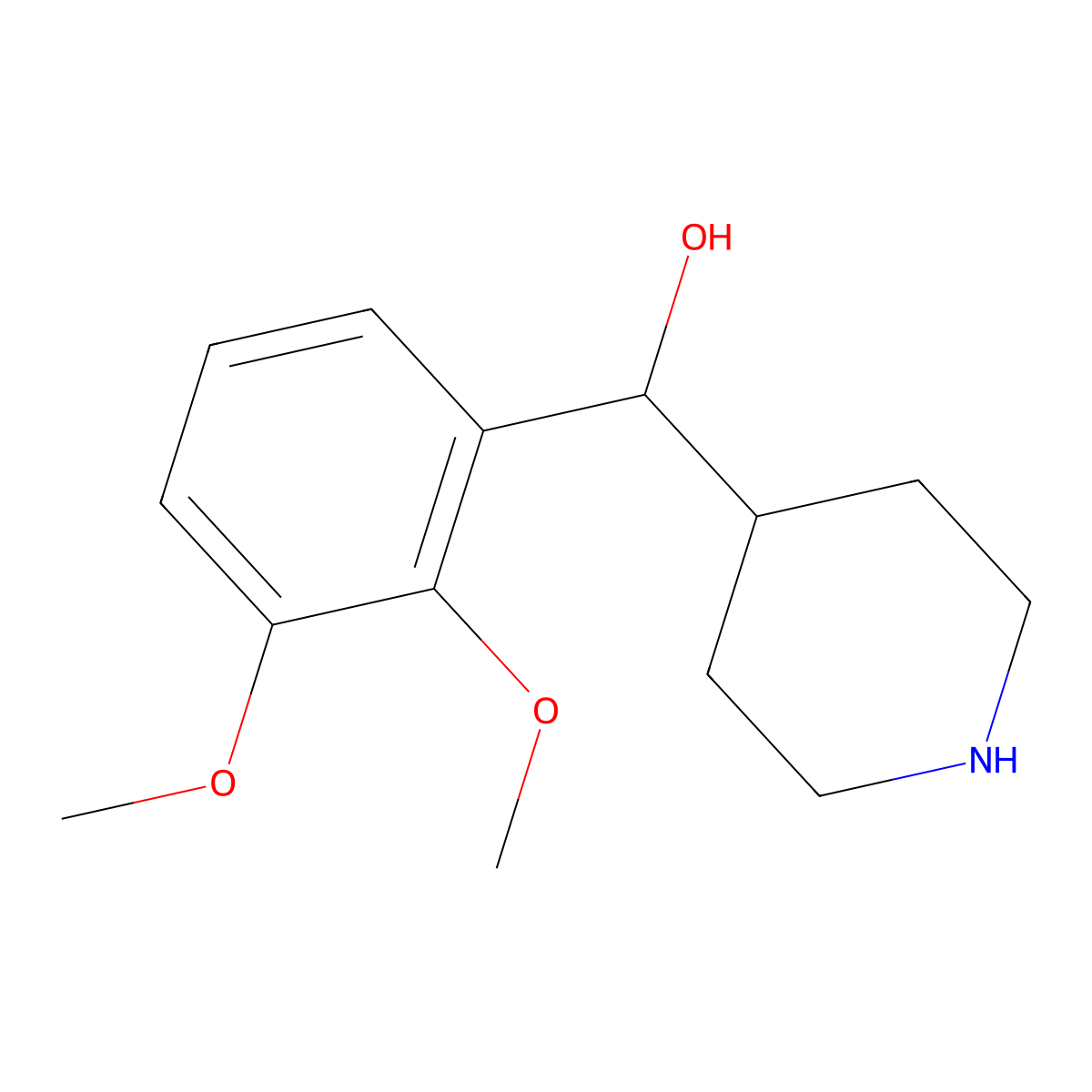 (2,3-Dimethoxyphenyl)(piperidin-4-yl)methanol molecular structure, CAS 140235-25-2