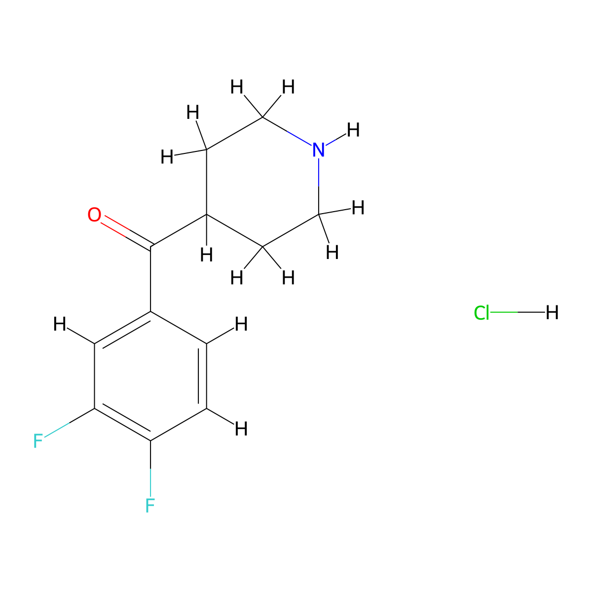 Methanone, (3,4-difluorophenyl)-4-piperidinyl-, hydrochloride (1:1) molecular structure, CAS 140235-26-3