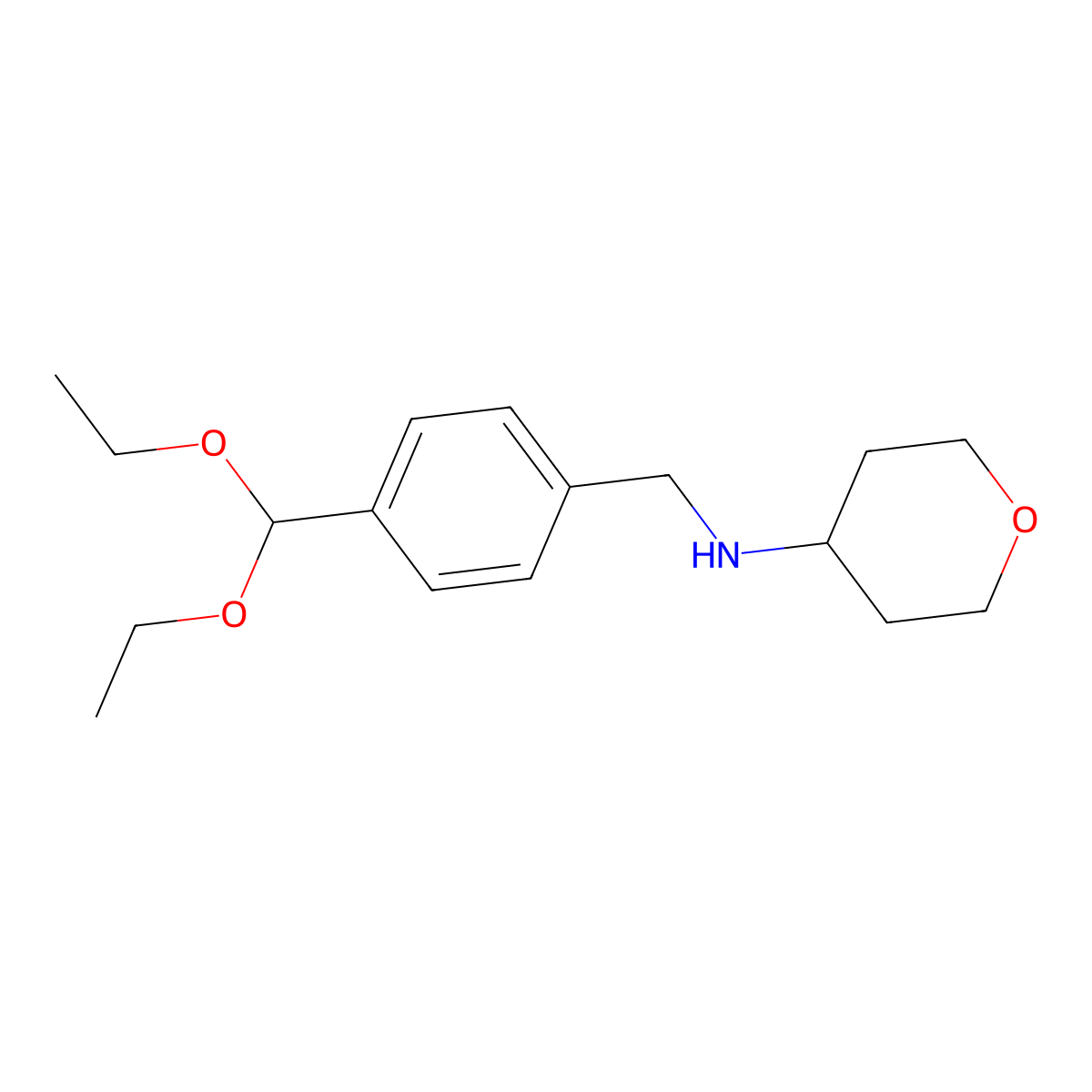 N-[[4-(Diethoxymethyl)phenyl]methyl]tetrahydropyran-4-amine molecular structure, CAS 1402390-87-7