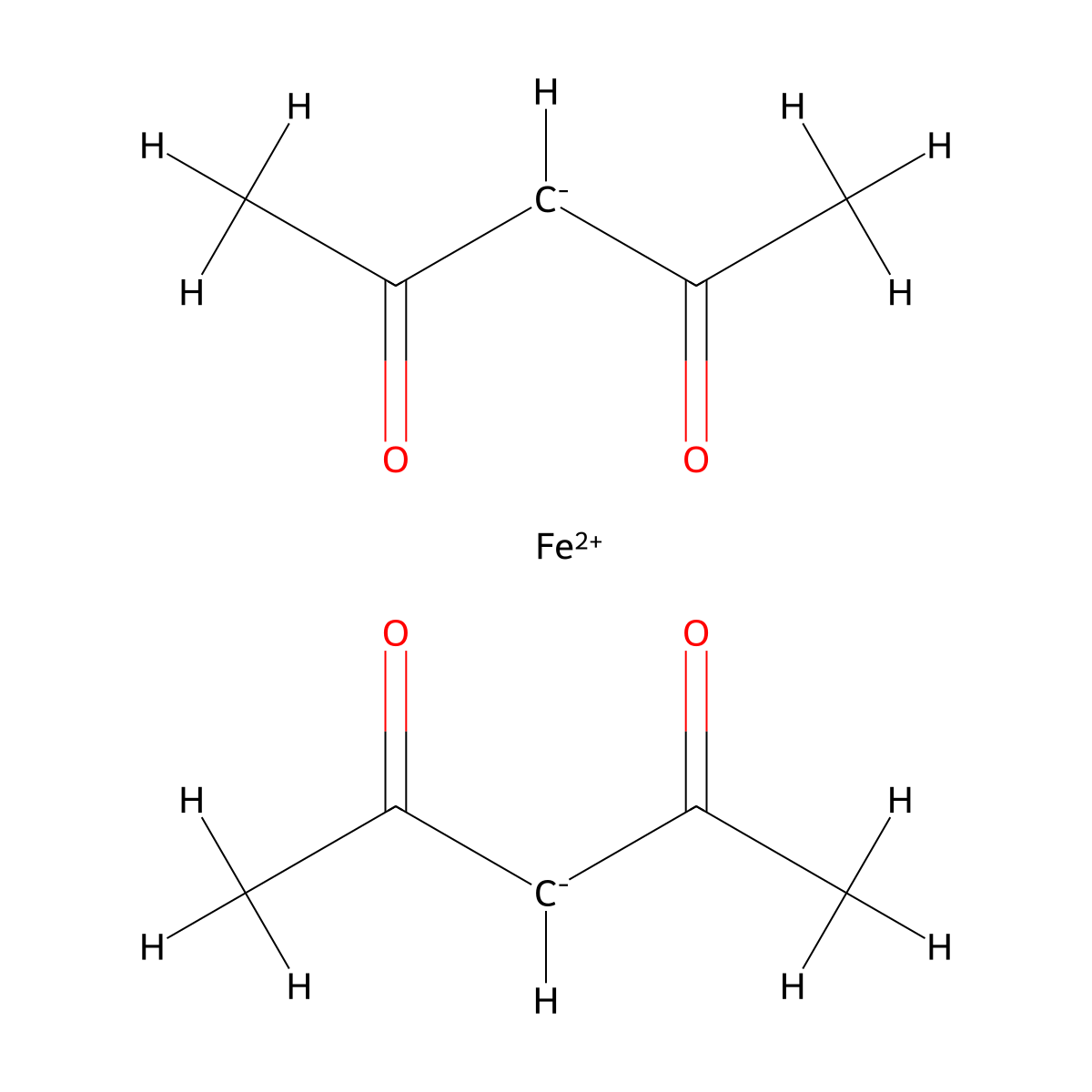 Iron(II) acetylacetonate , Fe(acac)2 molecular structure, CAS 14024-17-0