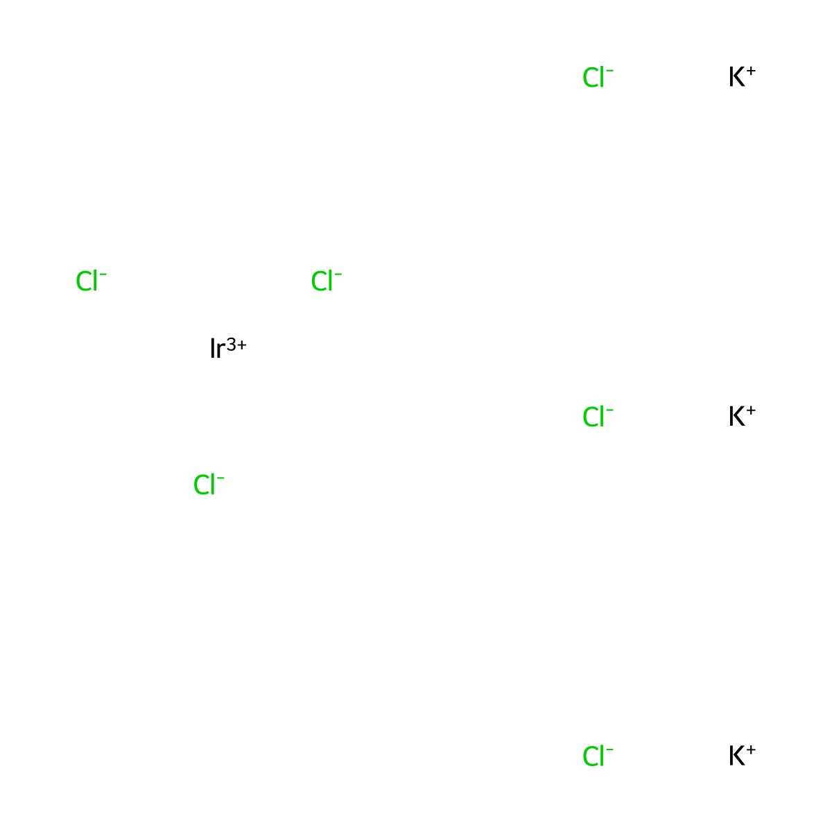 Iridate(3-), hexachloro-, potassium (1:3), (OC-6-11)- molecular structure, CAS 14024-41-0