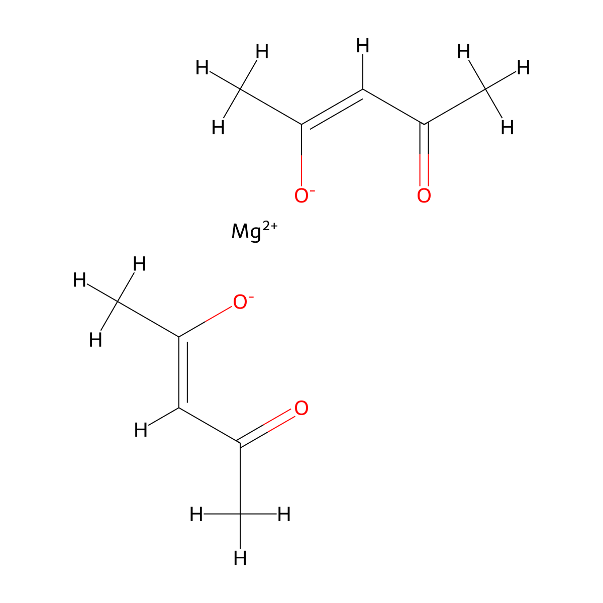 Bis(2,4-pentanedionato)magnesium(II) molecular structure, CAS 14024-56-7