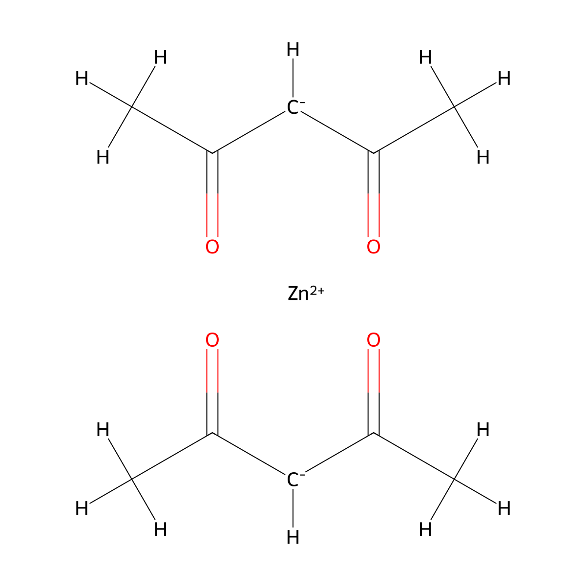 Zinc acetylacetonate molecular structure, CAS 14024-63-6