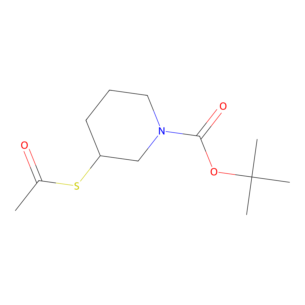 (R)-tert-butyl 3-(acetylthio)piperidine-1-carboxylate molecular structure, CAS 1402428-66-3
