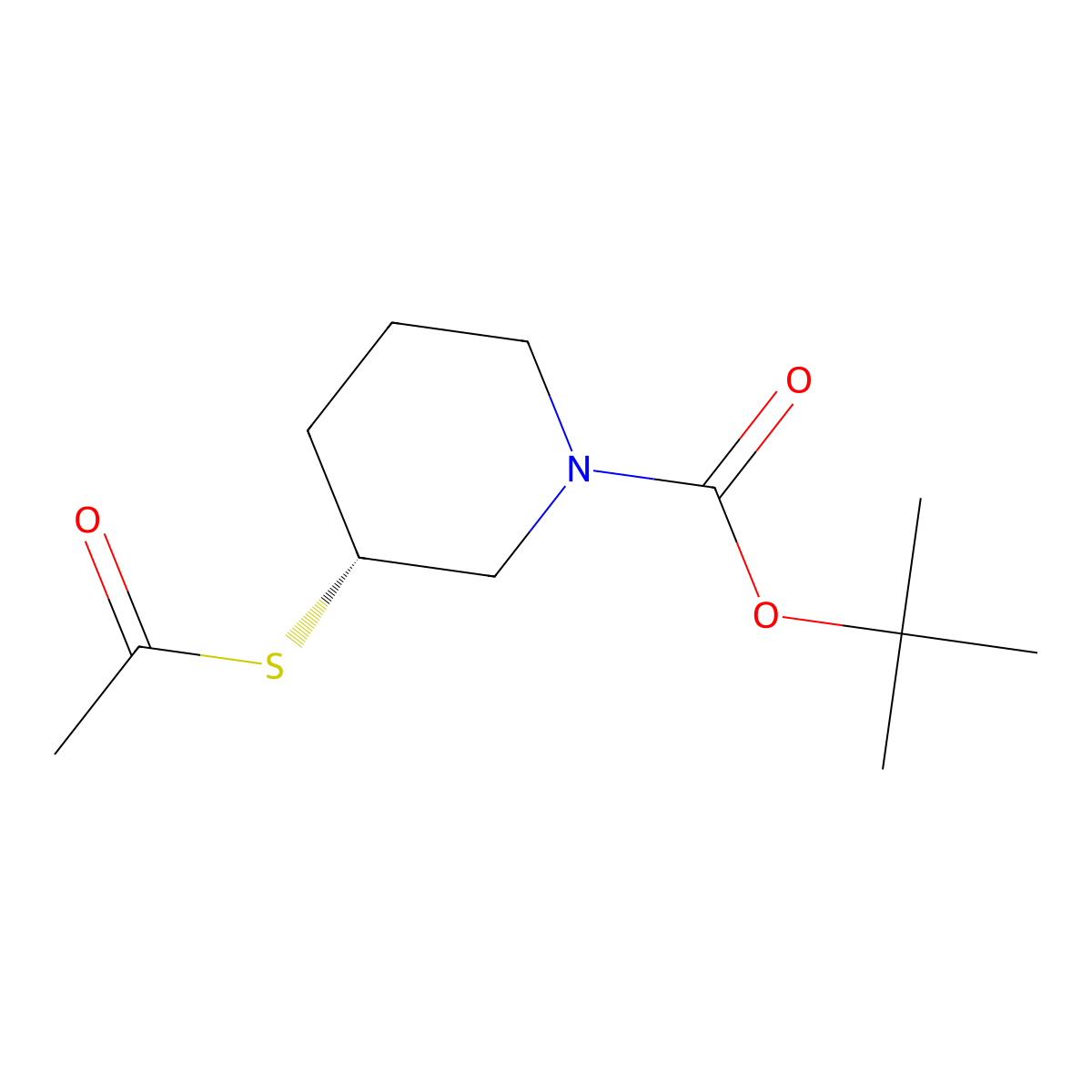 (R)-tert-butyl 3-(acetylthio)piperidine-1-carboxylate molecular structure, CAS 1402428-66-3