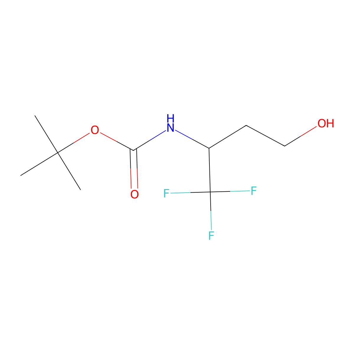 tert-butyl N-(1,1,1-trifluoro-4-hydroxybutan-2-yl)carbamate molecular structure, CAS 1402429-03-1