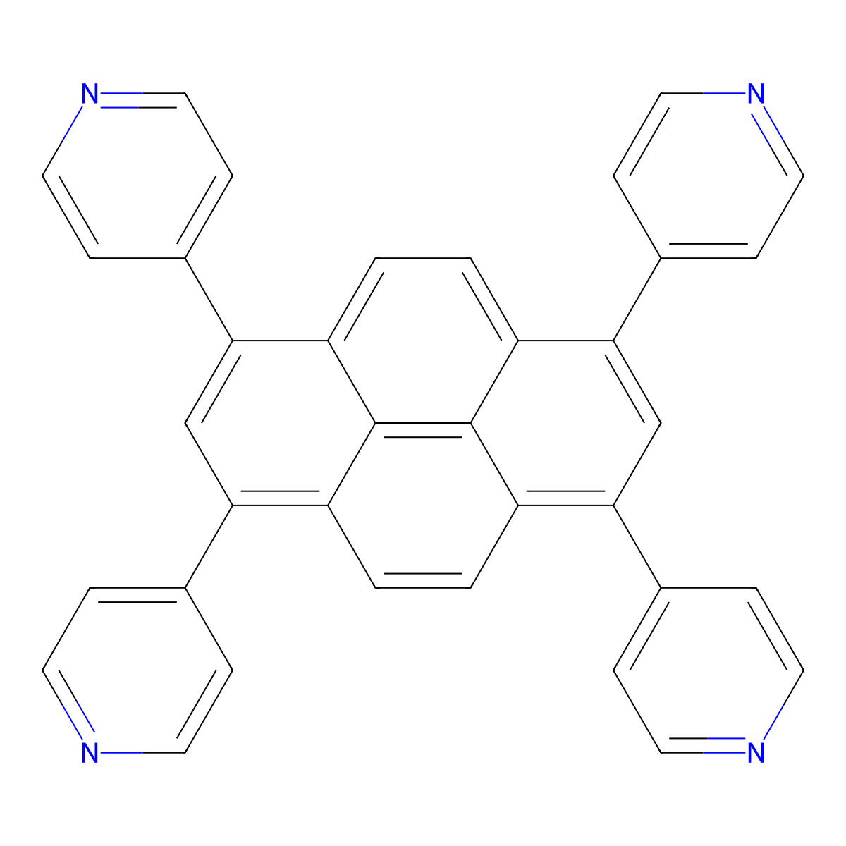 1,3,6,8-Tetra(pyridin-4-yl)pyrene molecular structure, CAS 1402429-80-4