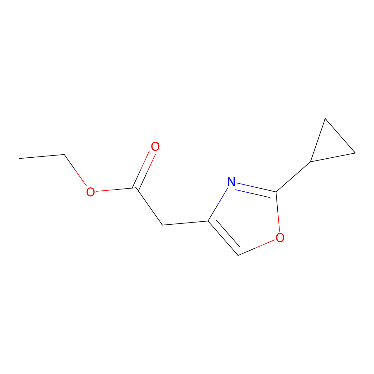 Ethyl 2-(2-cyclopropyloxazol-4-yl)acetate molecular structure, CAS 1402446-06-3