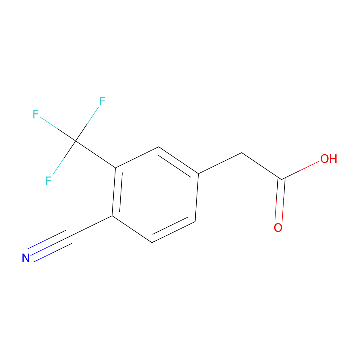 2-(4-Cyano-3-(trifluoromethyl)phenyl)acetic acid molecular structure, CAS 1402446-14-3