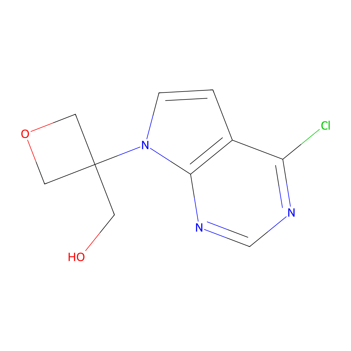 (3-(4-Chloro-7H-pyrrolo[2,3-D]pyrimidin-7-YL)oxetan-3-YL)methanol molecular structure, CAS 1402446-49-4