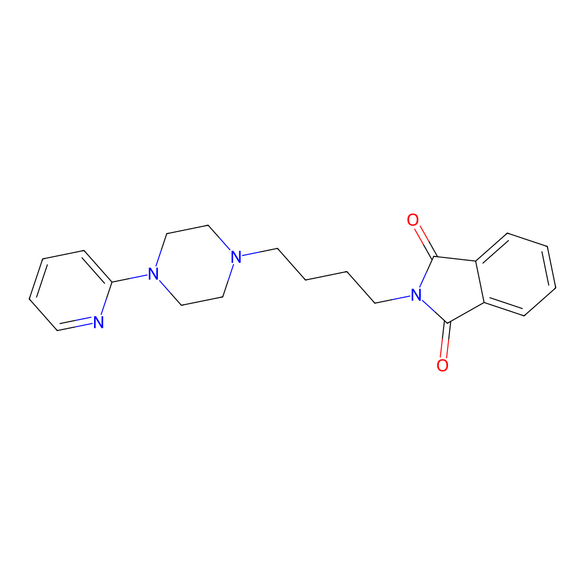 2-{4-[4-(pyridin-2-yl)piperazin-1-yl]butyl}-2,3-dihydro-1H-isoindole-1,3-dione molecular structure, CAS 140245-73-4