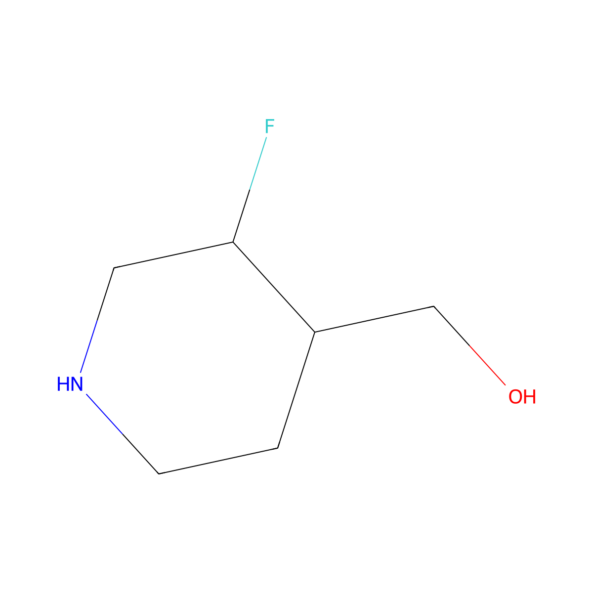 ((3R,4R)-3-Fluoropiperidin-4-yl)methanol molecular structure, CAS 1402541-49-4