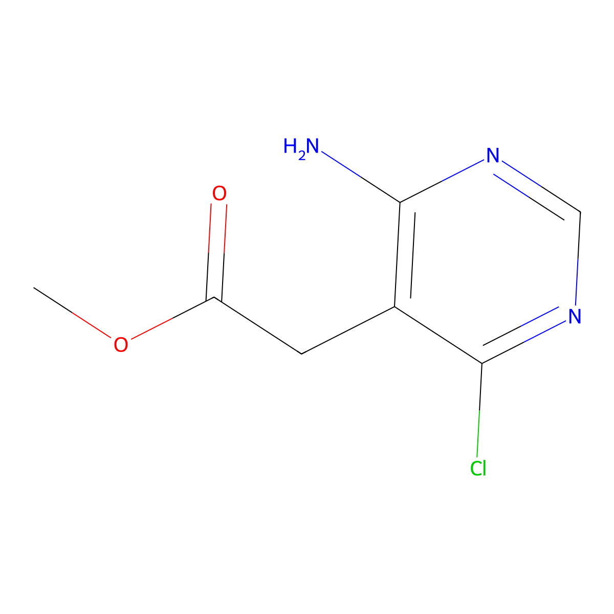 Methyl 2-(4-amino-6-chloropyrimidin-5-yl)acetate molecular structure, CAS 1402550-59-7