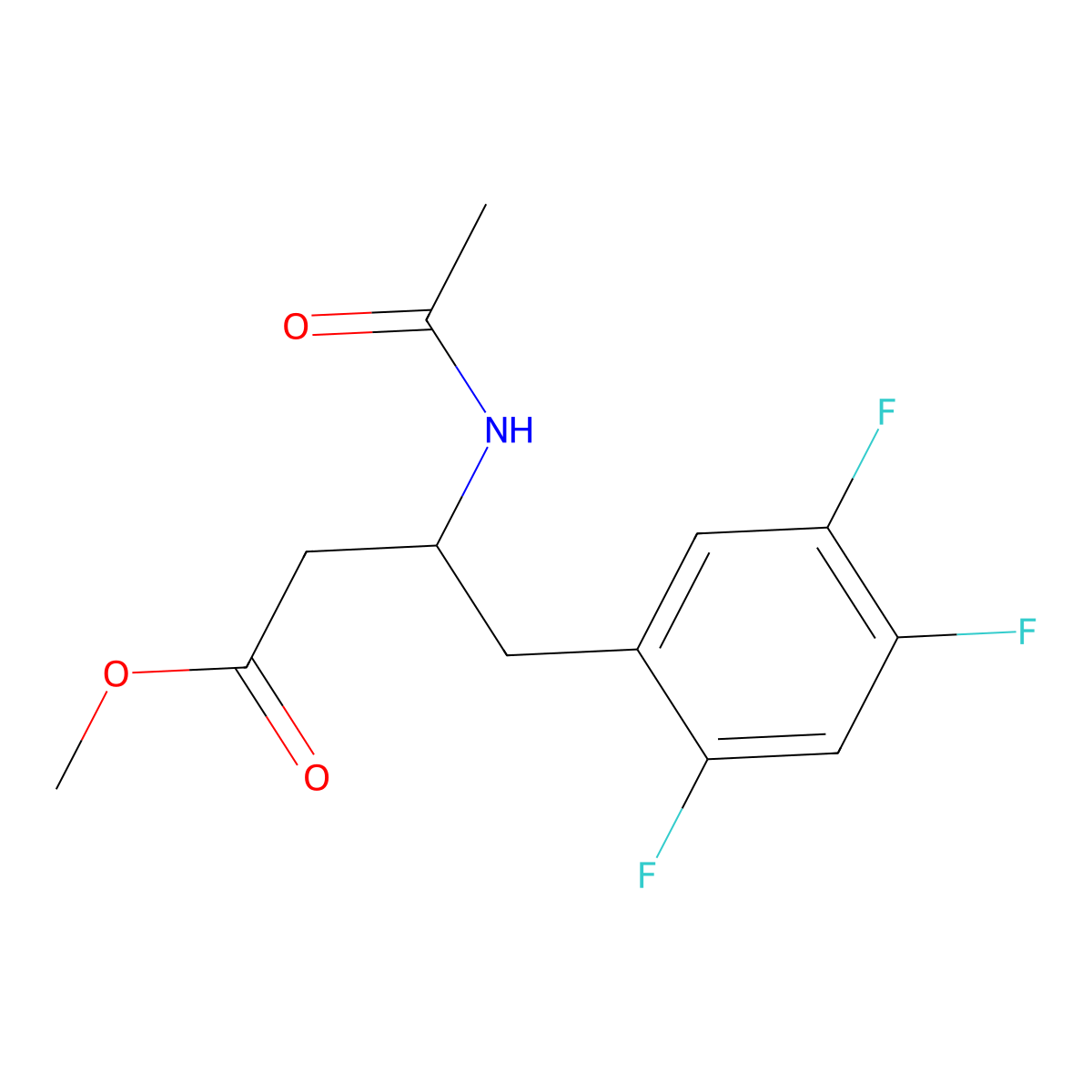 Benzenebutanoic acid, beta-(acetylamino)-2,4,5-trifluoro-, methyl ester, (betaR)- molecular structure, CAS 1402569-99-6