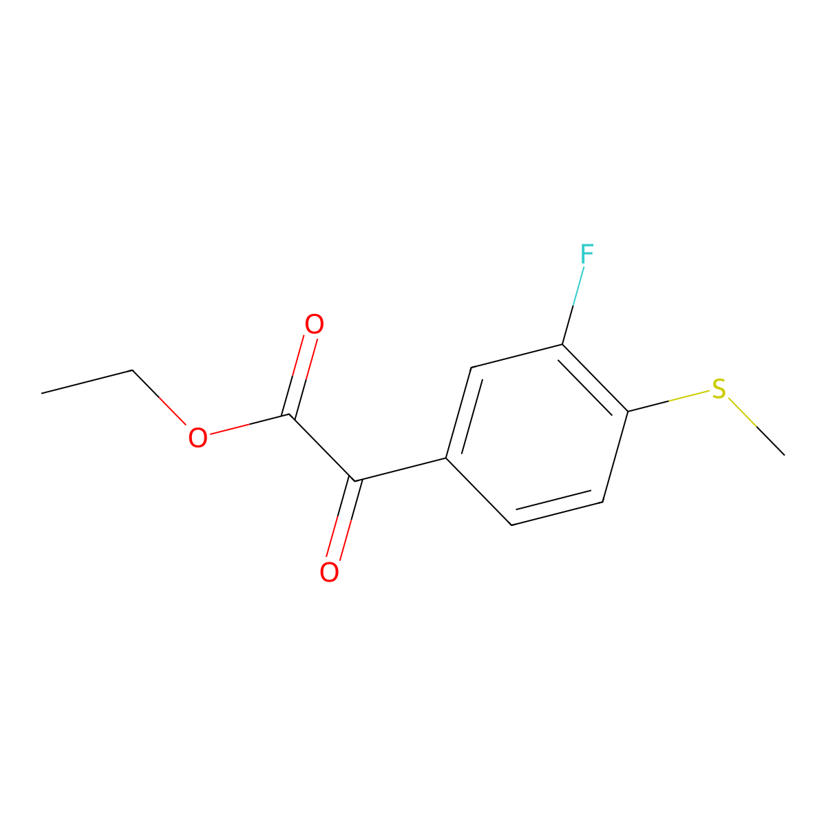 Ethyl 2-(3-fluoro-4-(methylthio)phenyl)-2-oxoacetate molecular structure, CAS 1402586-32-6