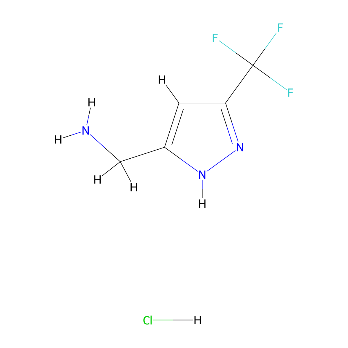 (3-(trifluoromethyl)-1H-pyrazol-5-yl)methanamine hydrochloride molecular structure, CAS 1402586-42-8