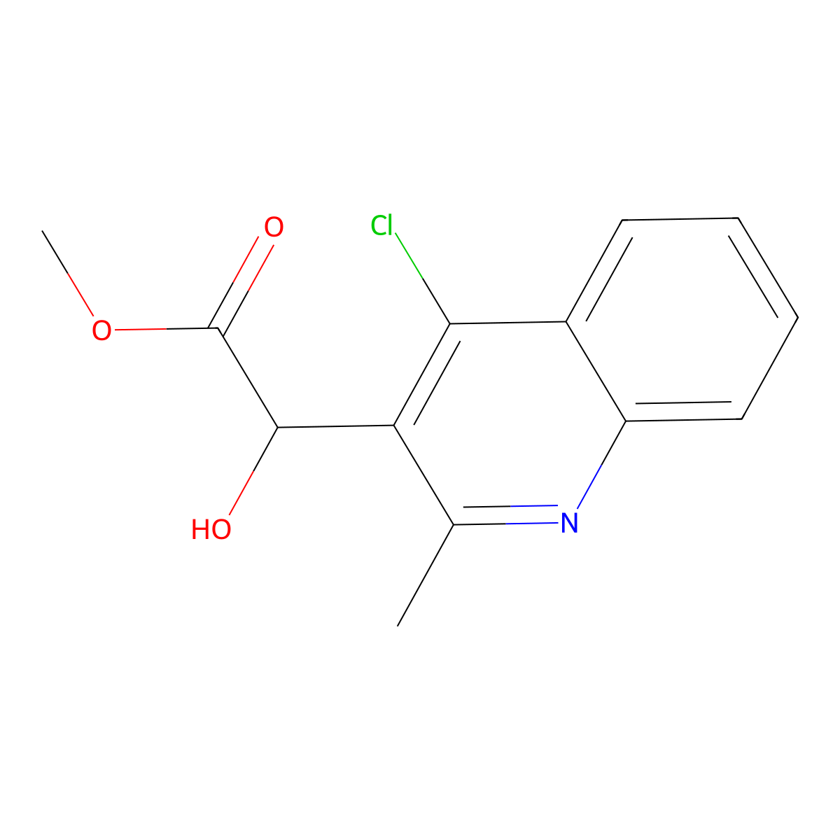 (S)-methyl 2-(4-chloro-2-methylquinolin-3-yl)-2-hydroxyacetate molecular structure, CAS 1402597-30-1