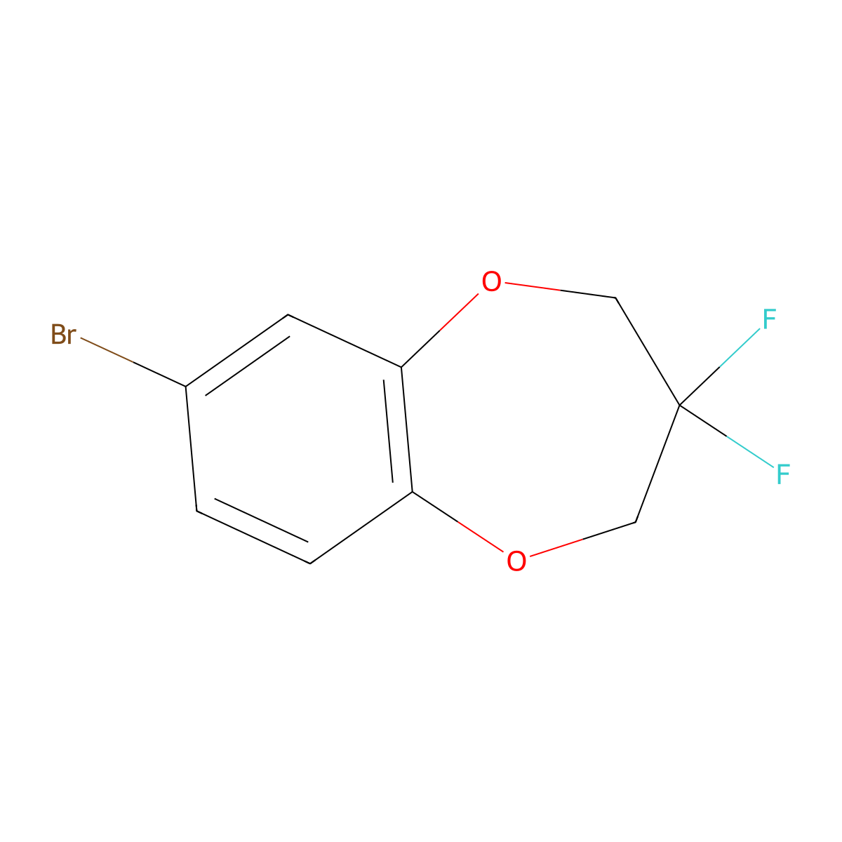 7-bromo-3,3-difluoro-3,4-dihydro-2H-1,5-benzodioxepine molecular structure, CAS 1402599-56-7