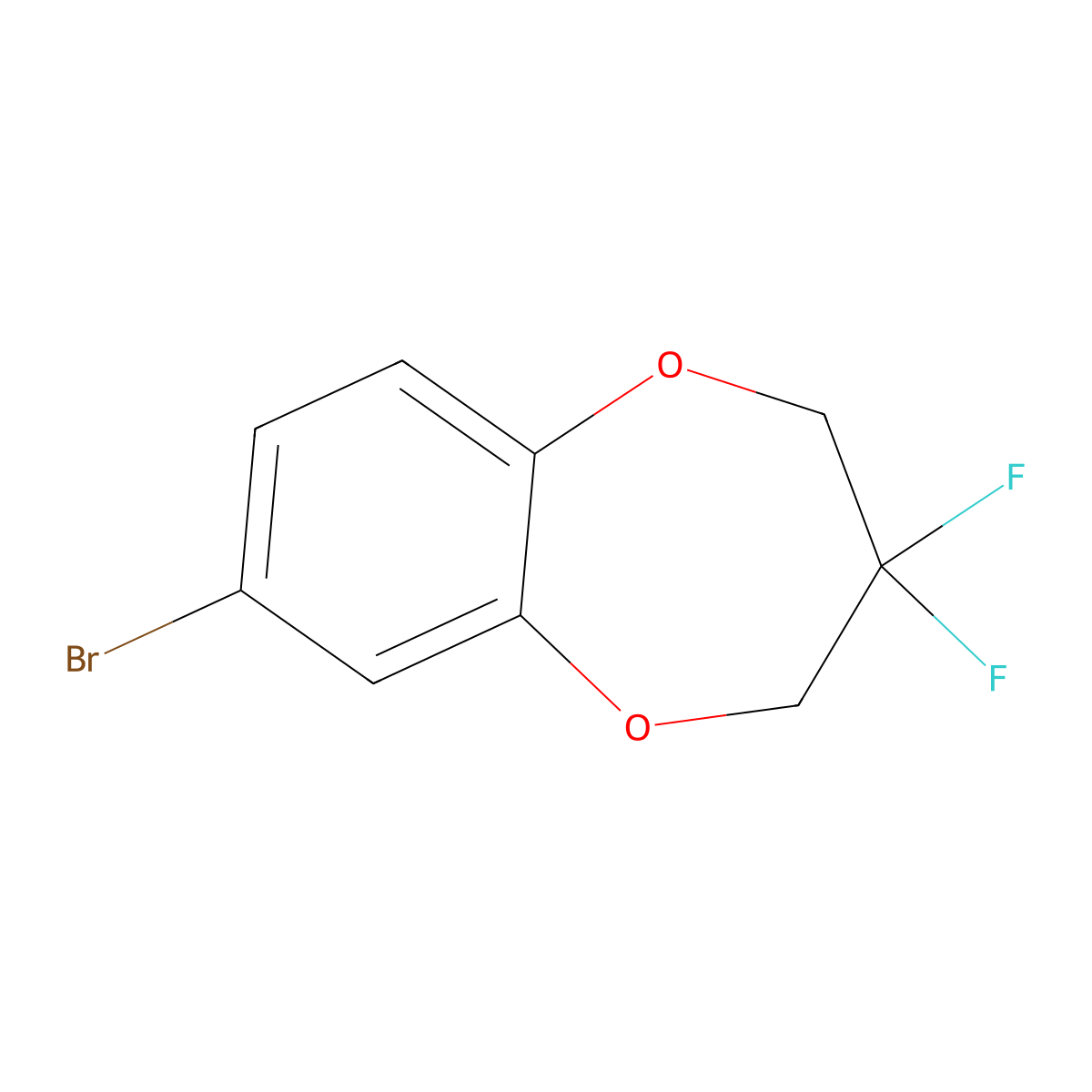 7-bromo-3,3-difluoro-3,4-dihydro-2H-1,5-benzodioxepine molecular structure, CAS 1402599-56-7