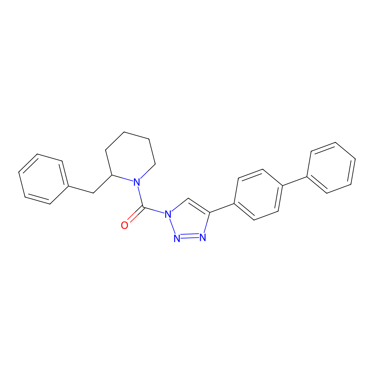 (4-(1,1'-Biphenyl)-4-yl-1H-1,2,3-triazol-1-yl)(2-(phenylmethyl)-1-piperidinyl)-methanone molecular structure, CAS 1402612-55-8