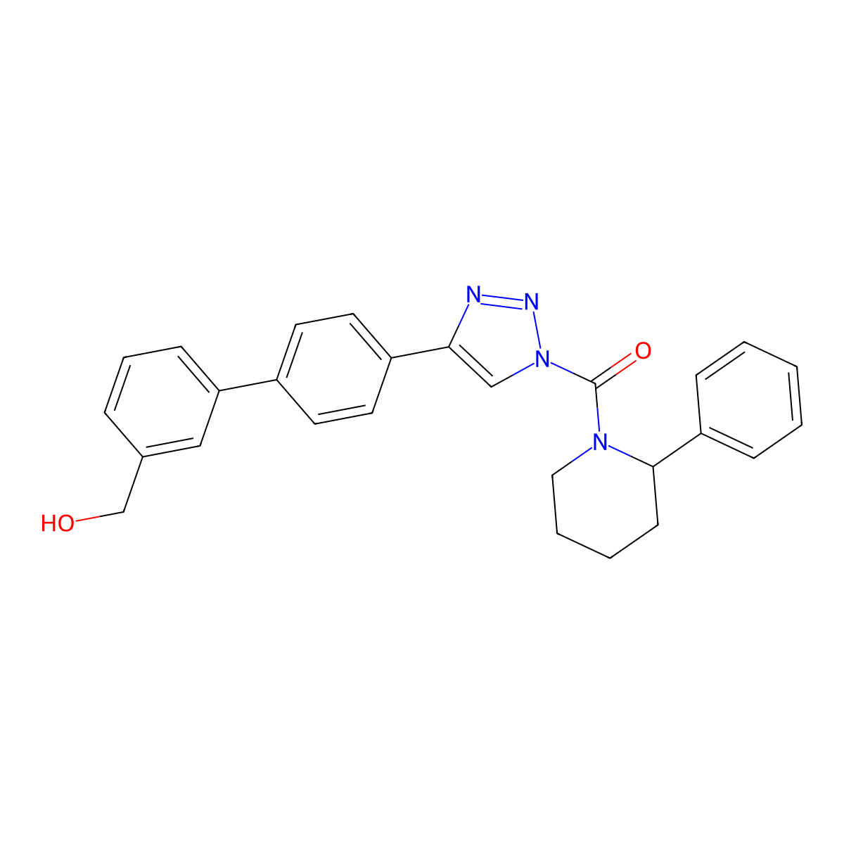 (4-(3'-(hydroxymethyl)-[1,1'-biphenyl]-4-yl)-1H-1,2,3-triazol-1-yl)(2-phenylpiperidin-1-yl)methanone molecular structure, CAS 1402612-62-7