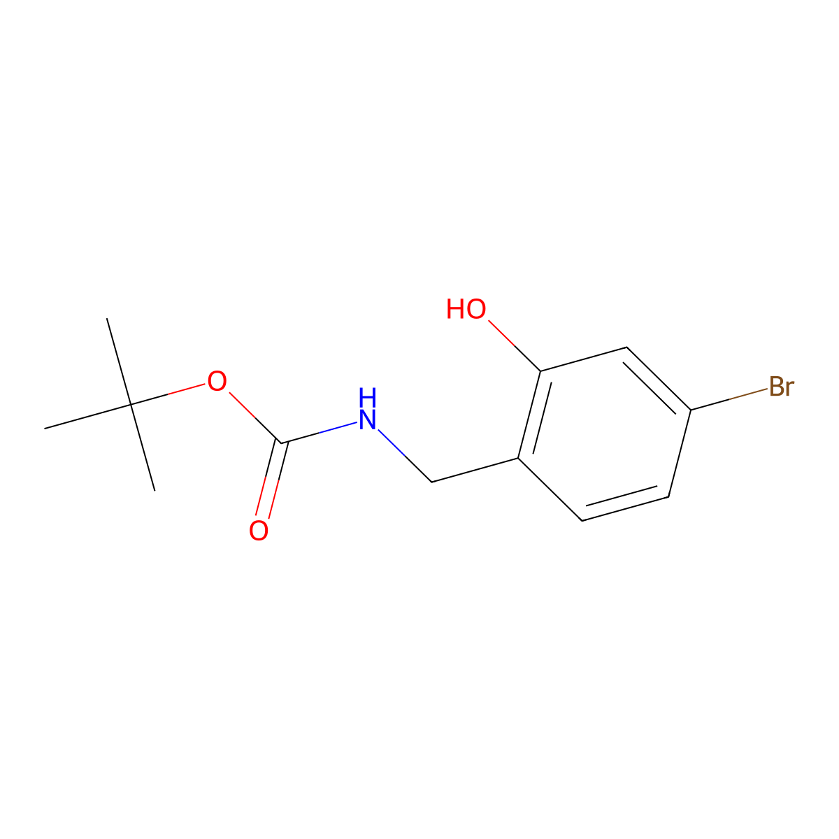 tert-butyl N-[(4-bromo-2-hydroxyphenyl)methyl]carbamate molecular structure, CAS 1402664-46-3