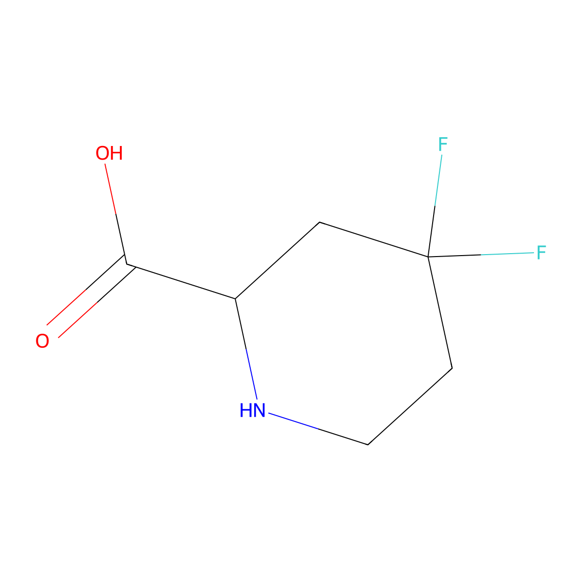 4,4-Difluoropiperidine-2-carboxylic acid molecular structure, CAS 1402664-50-9