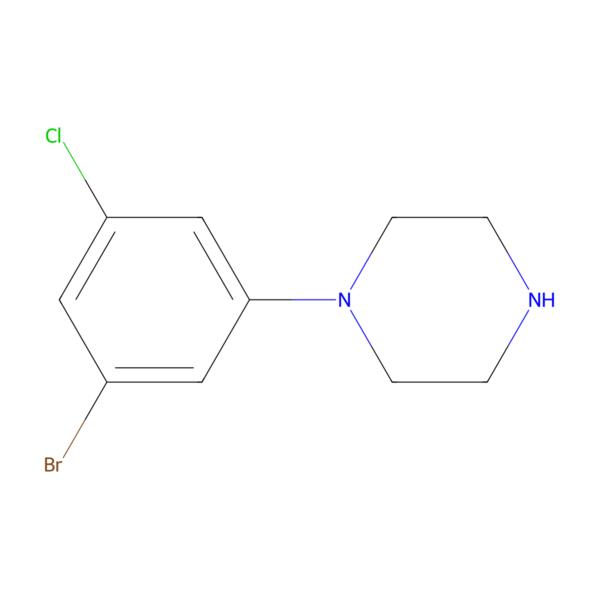 1-(3-Bromo-5-chlorophenyl)piperazine molecular structure, CAS 1402664-61-2