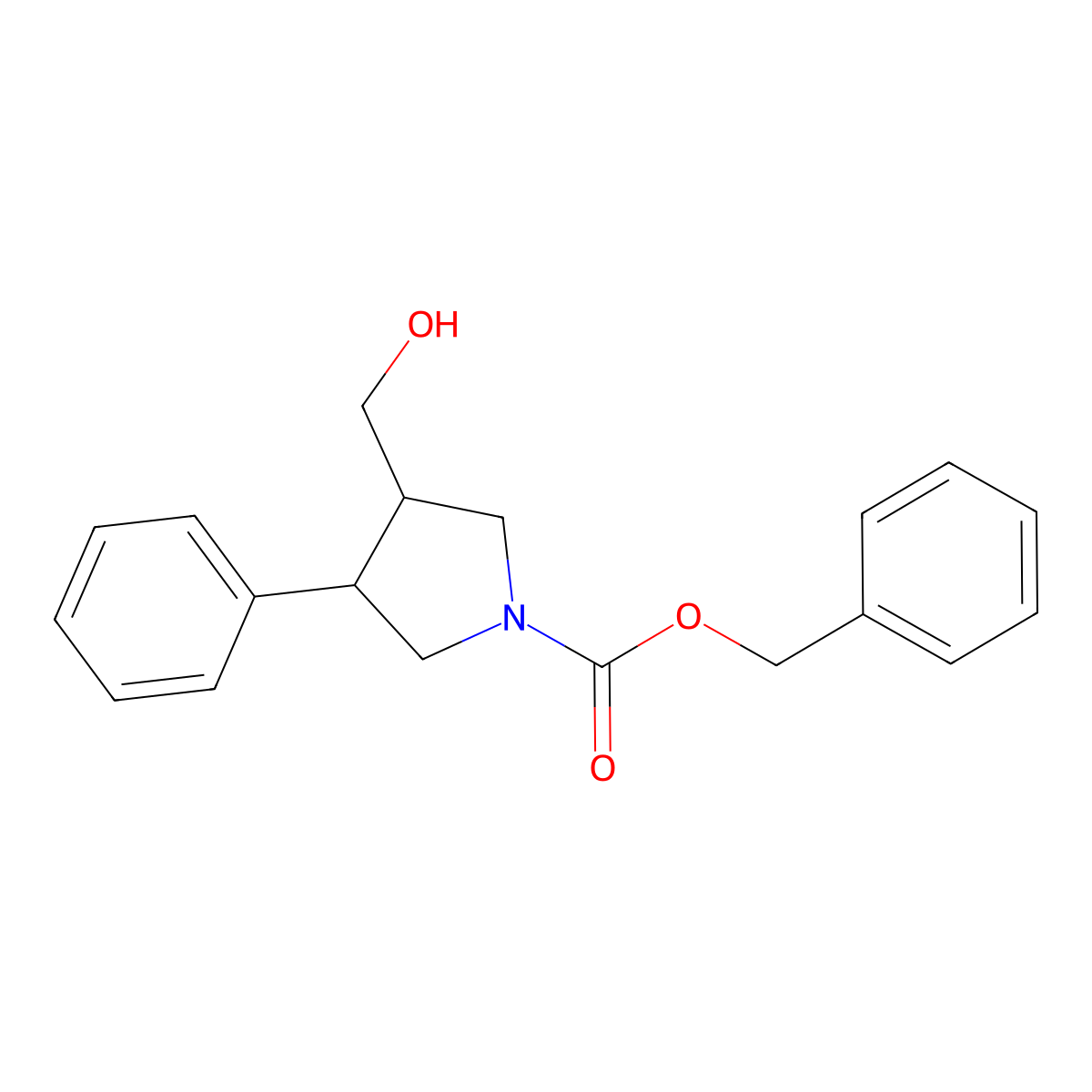 rac-benzyl (3R,4S)-3-(hydroxymethyl)-4-phenylpyrrolidine-1-carboxylate molecular structure, CAS 1402665-19-3
