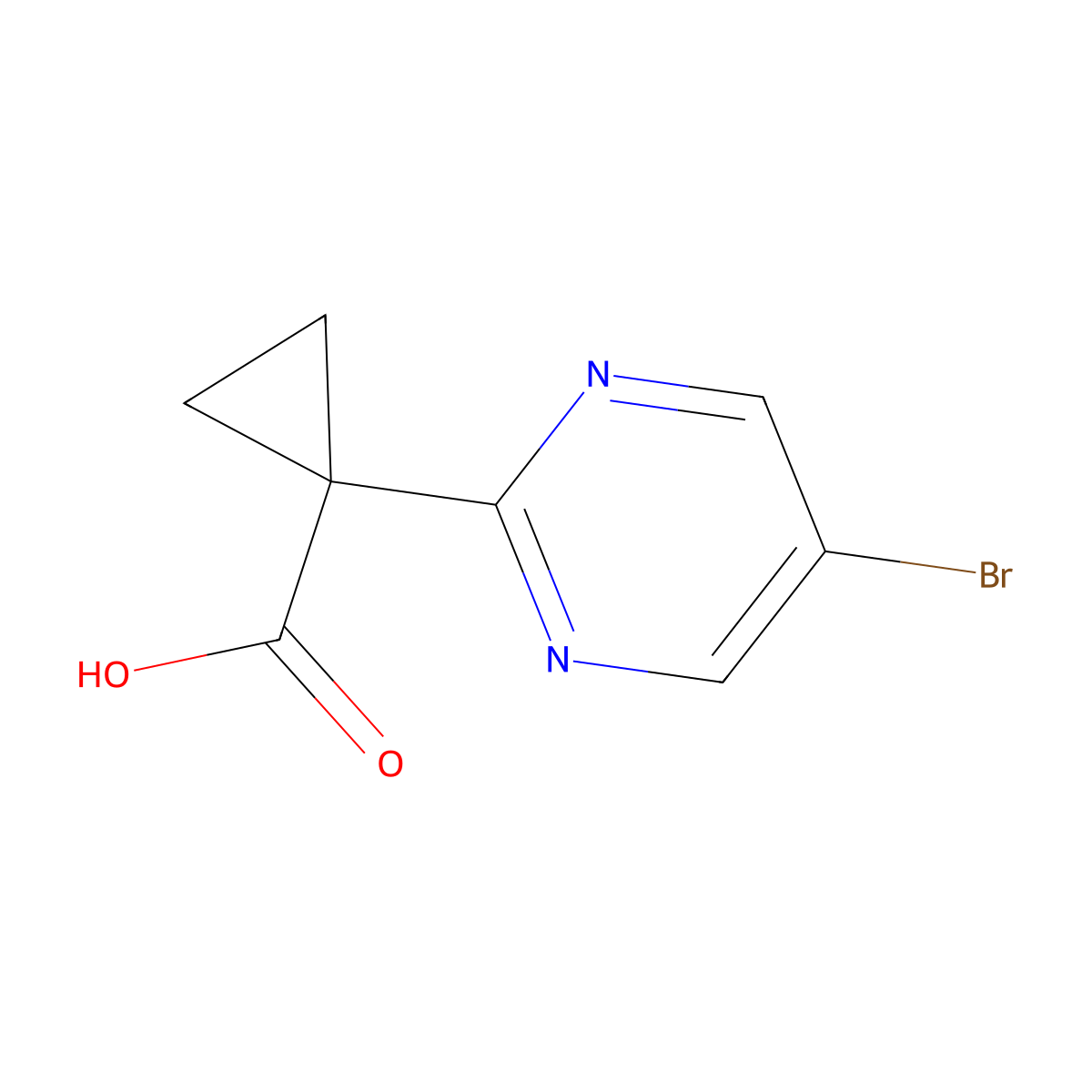 1-(5-Bromopyrimidin-2-YL)cyclopropanecarboxylic acid molecular structure, CAS 1402665-32-0