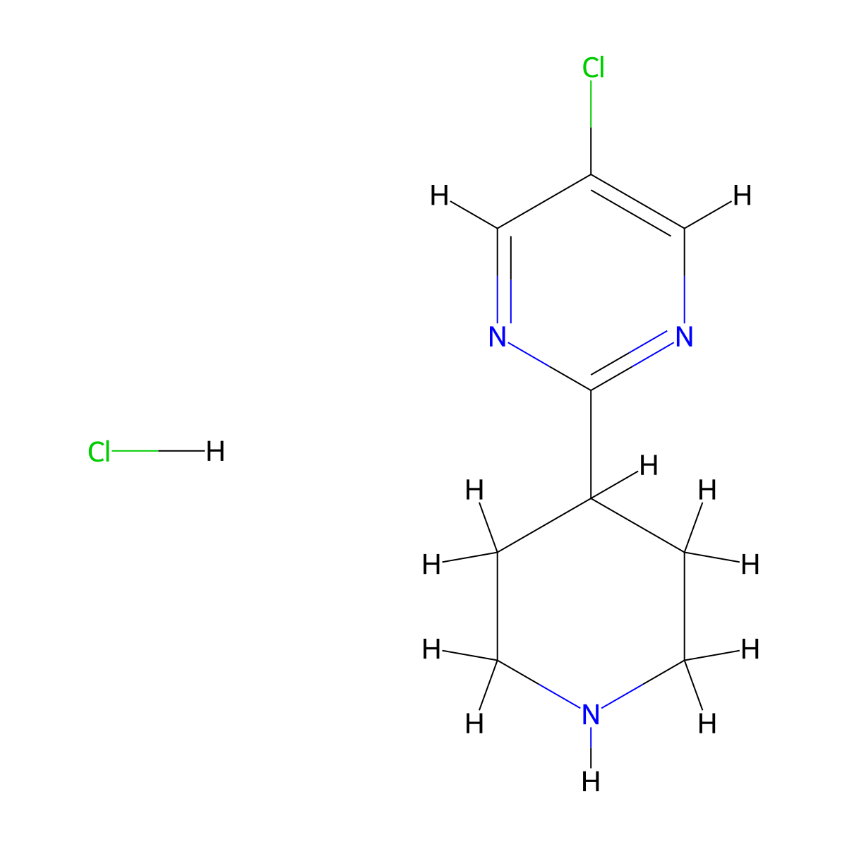 5-Chloro-2-(piperidin-4-yl)pyrimidine hydrochloride molecular structure, CAS 1402666-88-9