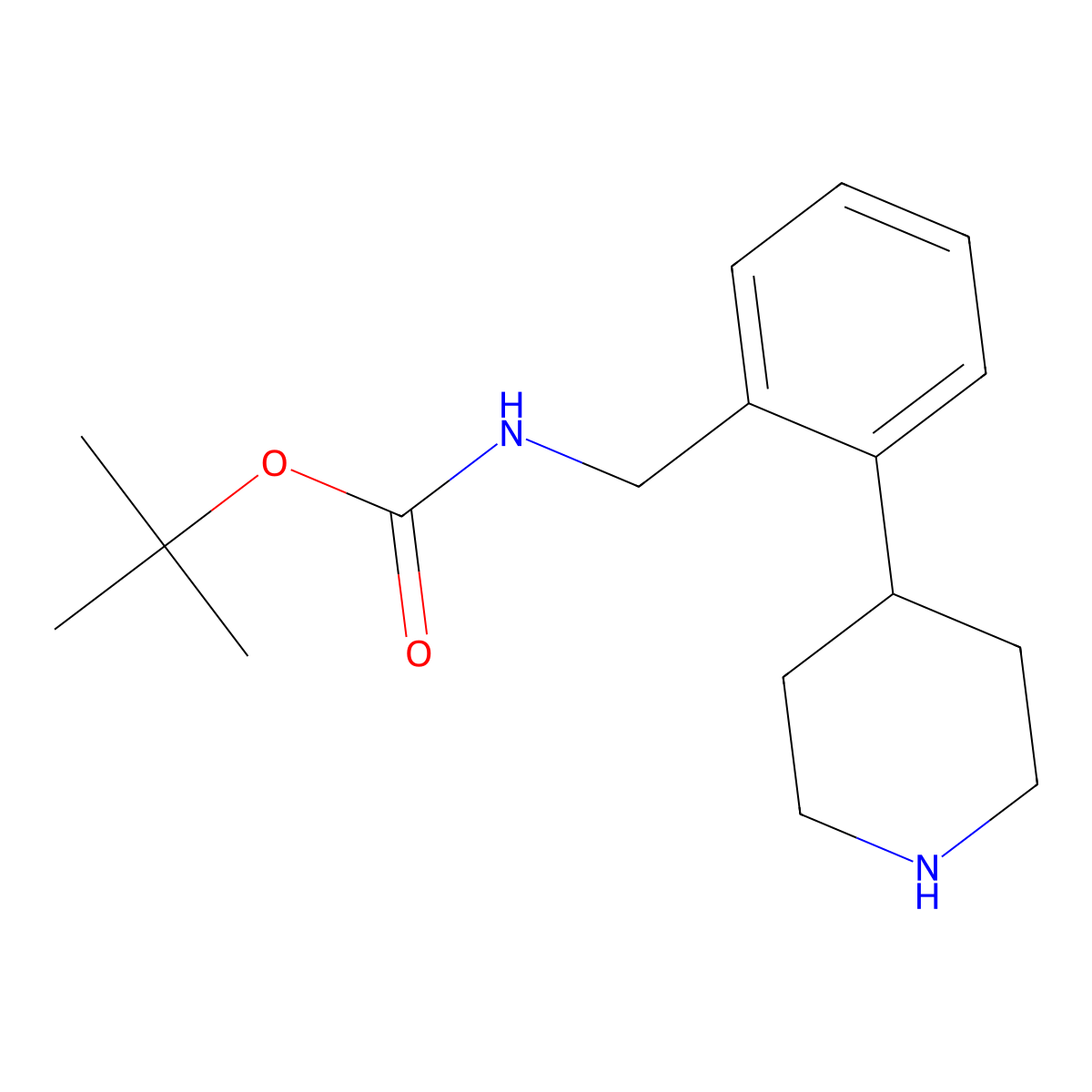 tert-butyl N-{[2-(piperidin-4-yl)phenyl]methyl}carbamate molecular structure, CAS 1402666-94-7