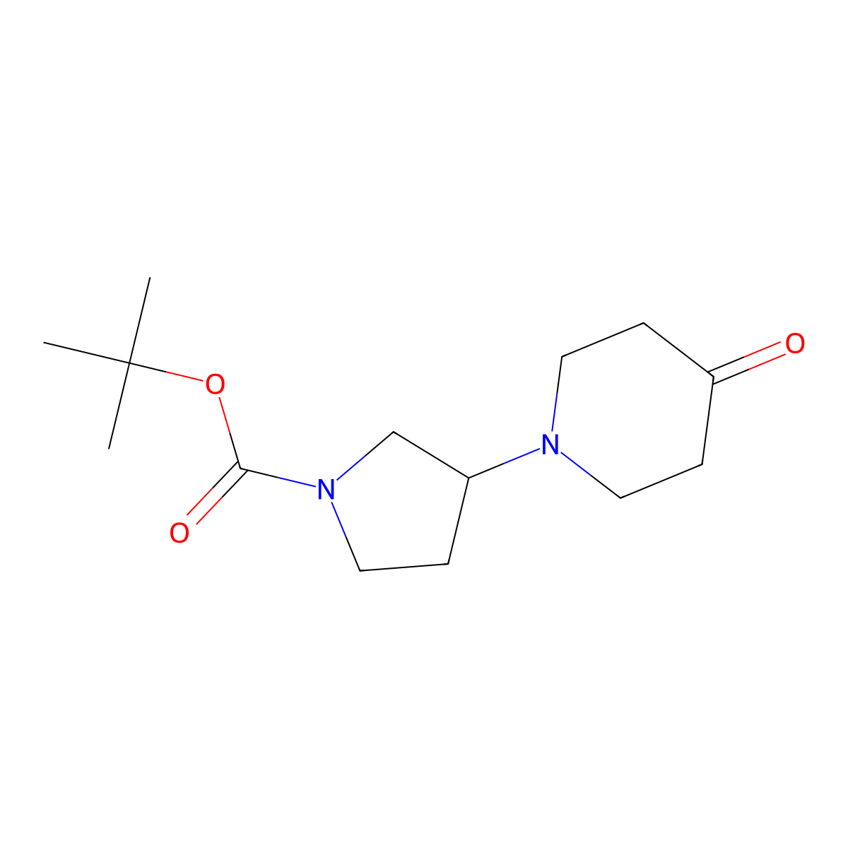 Tert-butyl 3-(4-oxopiperidin-1-yl)pyrrolidine-1-carboxylate molecular structure, CAS 1402671-40-2